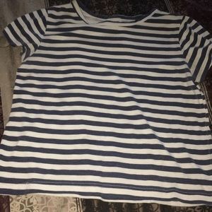Blue and white striped top